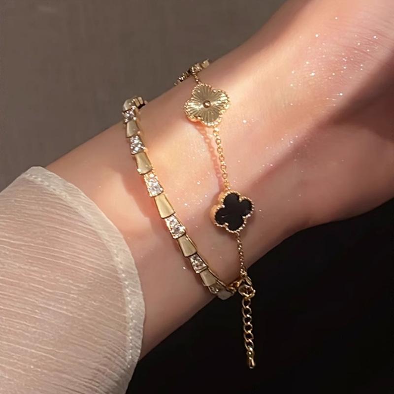 Product Introduction of Vòng Tay Zircon Dát Siêu Nhỏ Cỏ Ba Lá, Thiết Kế Sang Trọng Giá Cả Phải Chăng, Vòng Tay Năm Hoa Fritillary, Tinh Tế Và Cao Cấp, Dễ Phối Đồ, Thích Hợp Cho Nữ, Không Màu 20