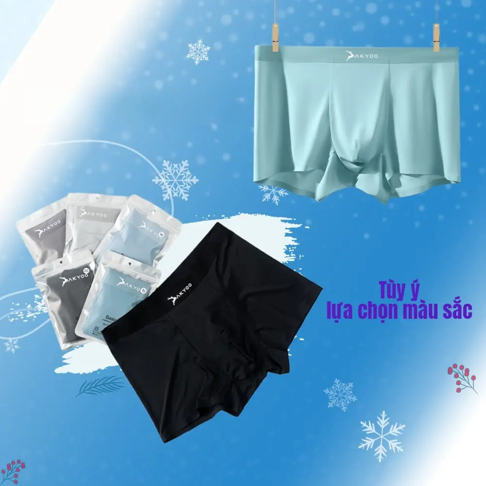 Combo 5 quần sịp boxer big size nam AKYOO 80 -140kg, thun lạnh cao cấp, co giãn 4 chiều, thấm hút mồ hôi, kháng khuẩn 97%, Quần Boxer Menswear