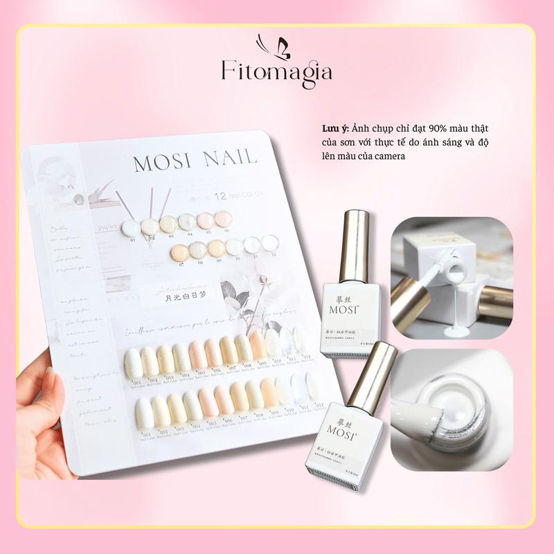[GIÁ SỐC TRONG LIVE][Tone Trắng Mosi] Set 12 chai Sơn tone Trắng Mosi - Chất sơn đặc, không cặn sơn + TẶNG BẢNG MÀU Sơn Gel Nữ