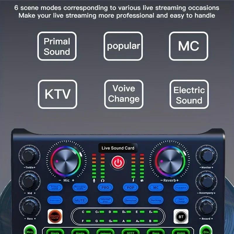 Professional Podcast Equipment Bundle, USB Rechargeable Microphone Set, Live Sound Control Equipment, Condenser Microphone for Recording, Gaming, Singing, Audio 7