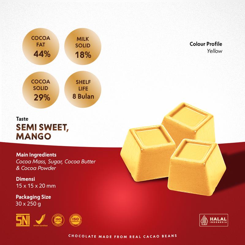SCHOKO Mango Chocolate Couverture Cube - 250 Gr / Coklat Kovertur Dadu 1