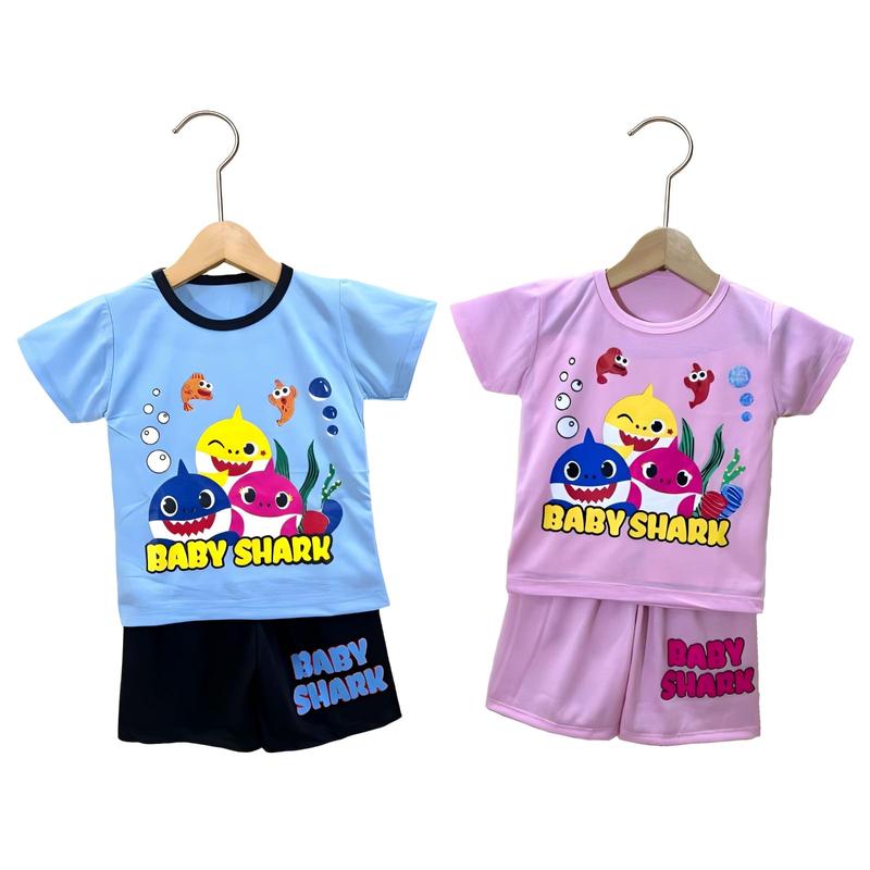 Setelan Kaos Anak Baby Shark 07 Tahun Bahan Katun parsel 1