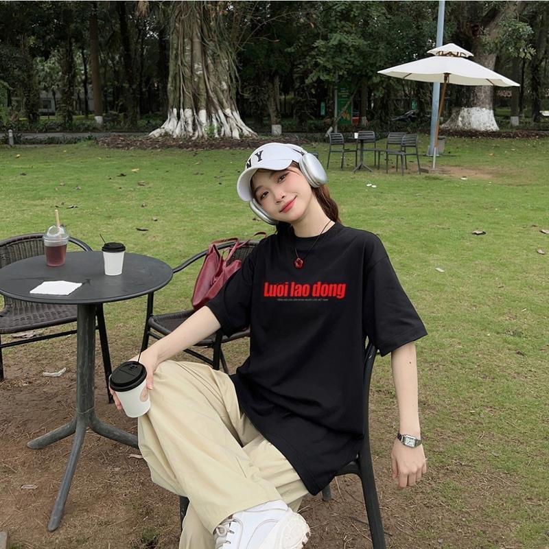 Áo Phông Cộc Tay Nam Nữ Cổ Tròn Cotton , Áo Thun Tay Lỡ Form Rộng Basic Oversize HANA- Lười Lao Động Vận chuyển 24 giờ 2