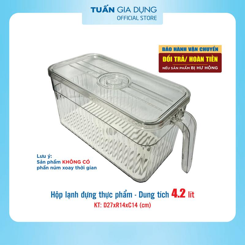 Hộp đựng thực phẩm đựng tủ lạnh có tay cầm, nắp đậy, khay tách nước Đức Minh dung tích 4.2 lít
