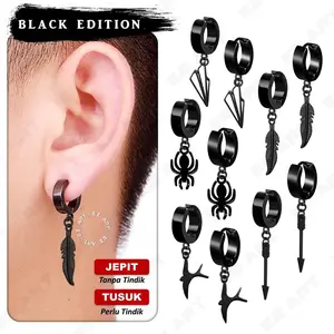 ANTING PIERCING JEPIT TUSUK NON TINDIK KPOP BTS LIONTIN BANGTAN PRIA WANITA STAINLESS STEEL