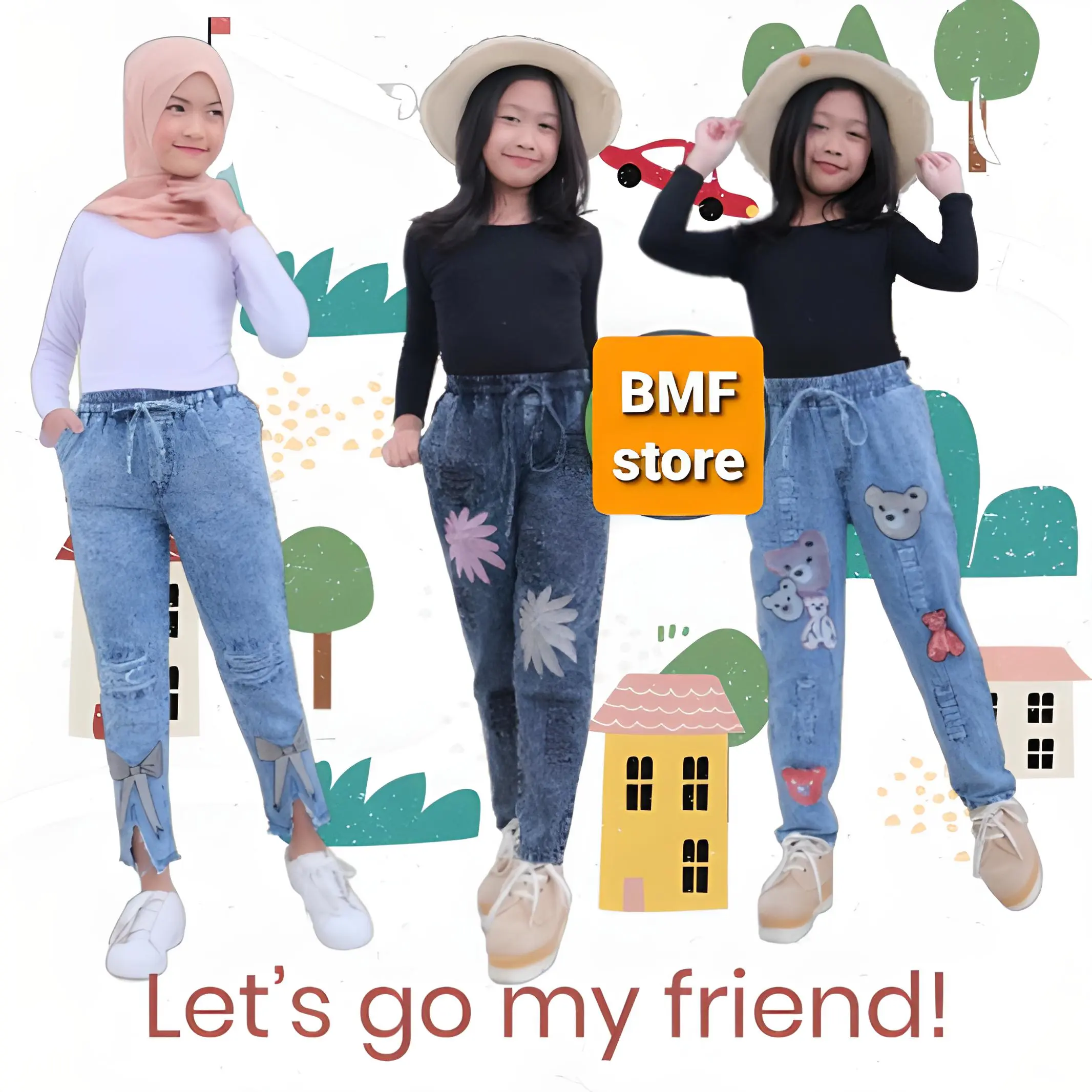 SOFIA-CELANA JEANS ANAK MOTIF BORDIR TERBARU TERMURAH