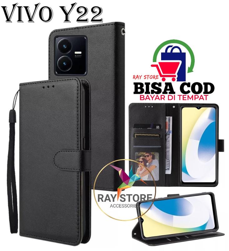 VIVO Y22 FLIP LEATHER CASE PREMIUM-FLIP WALLET CASE KULIT UNTUK VIVO Y22- CASING DOMPET-FLIP COVER LEATHER-SARUNG BUKU HP 4