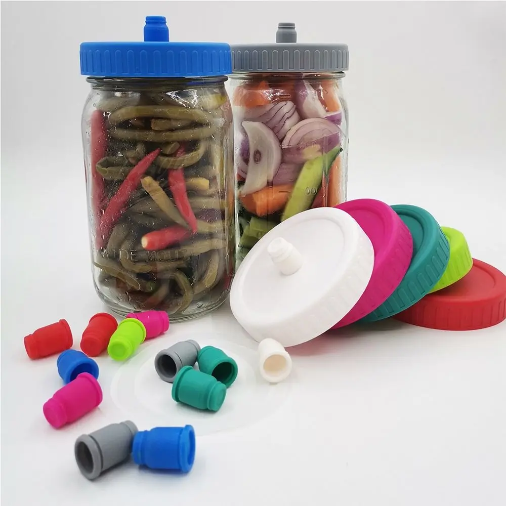 2pcs Durable Silicone Waterless Kitchen Tool Fermenter Cap for Wide Mouth Mason Jar Jar Cover 86mm Airlock Fermentation Lids