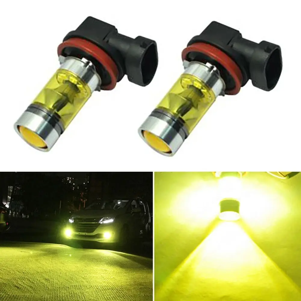 LED fog lights double pack H11 H8 4300K 1500lm yellow/DC 12V-24v fog lamp motorcycle driving lamp car light yellow fog lamp suitable for car motorcycle 2 Super bright bulbs