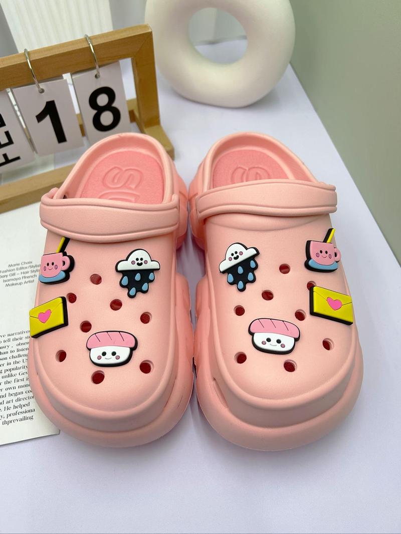 Product Introduction of Women's Cute Cartoon Charm Decorated Clogs, Casual Soft Comfortable Home Slippers, Non-slip Slippers for Indoor & Outdoor Wear, Walking Shoes 6