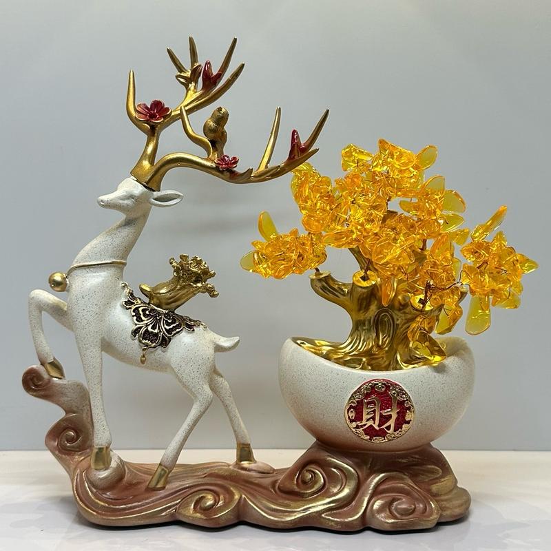  Tượng Hươu Kéo Cây Tài Lộc Tiền Vàng Phong Thủy Tượng Decor Quà Tặng Tân Gia Khai Trương Sinh Nhật Decor Phòng 