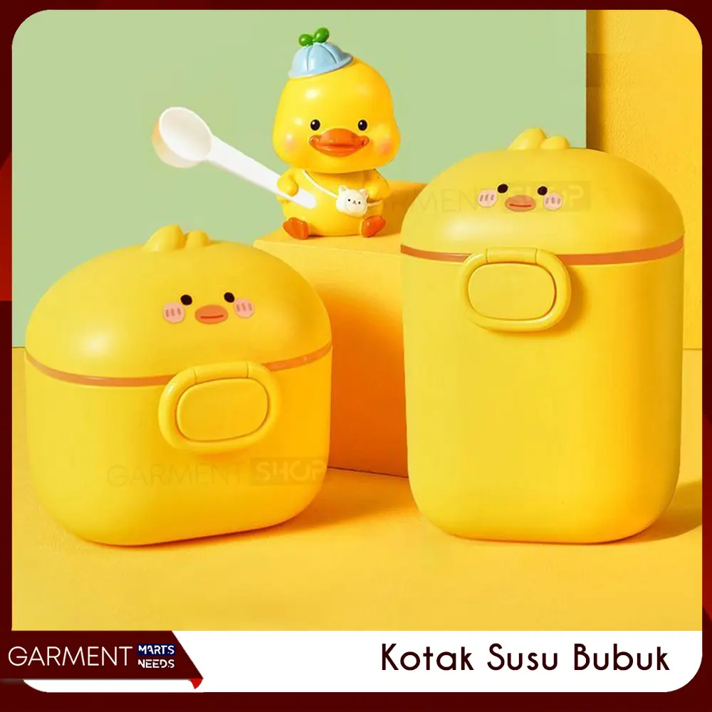 Tempat Susu Bubuk Bayi Kotak Karakter Bebek Lucu Anti Tumpah Wadah Cemilan Makanan Milk Powder Container
