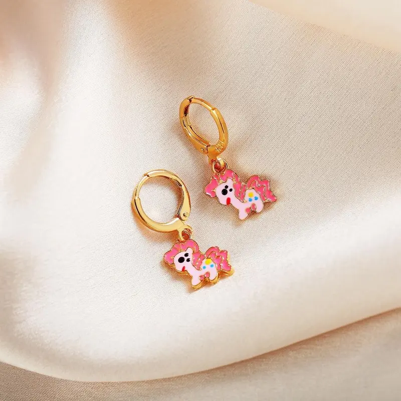 Y440 Anting Anak Kartun Lucu Pink Unicorn Earring Hadiah Ulang Tahun Untik Anak kids fashion  costume 3