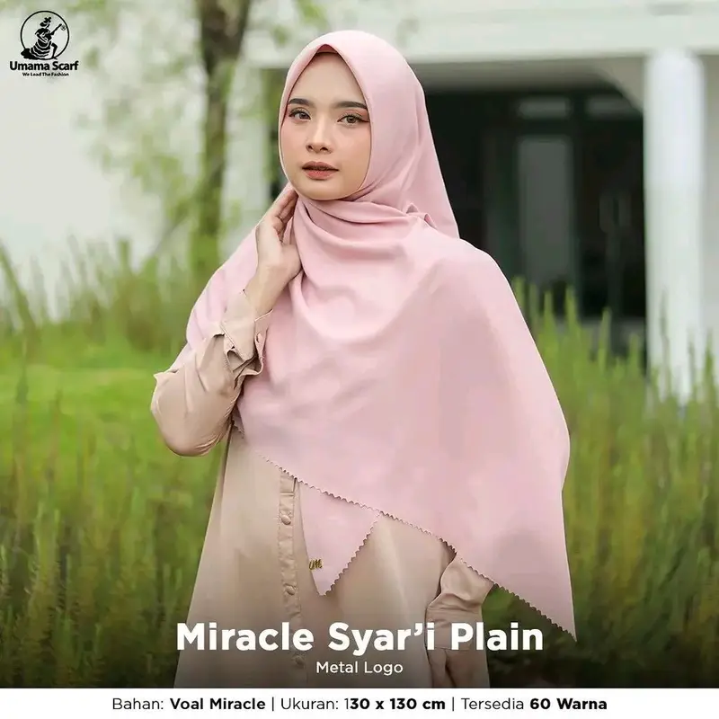 HIJAB Syar’i VOAL MIRACLE PLAIN LOGO UMAMA Jumbo 130 x 130 CM  Premium 2