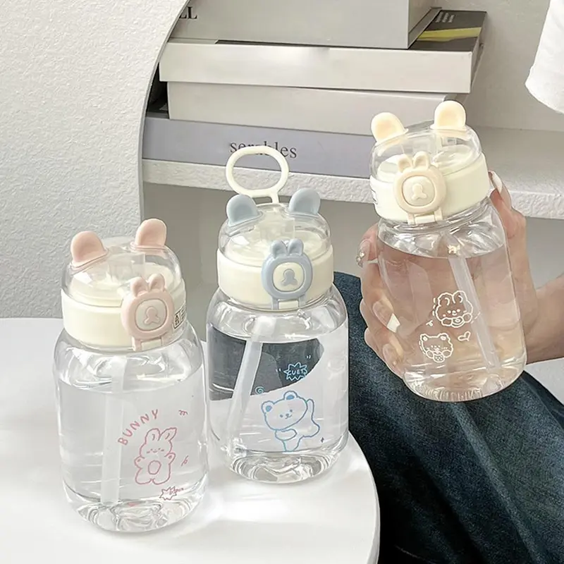 Ly Nước Dễ Thương 500ML Cho Trẻ Em Có Ống Hút Và Ống Hút Nhựa Hoạt Hình S Ly Nước Cầm Tay P4M5 0