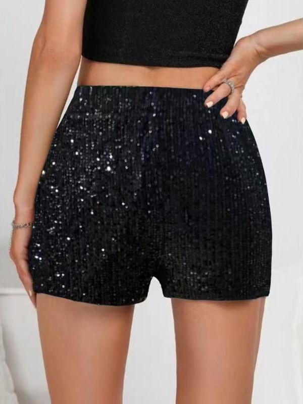 Women's Glitter Sequins Shorts, Casual Comfy Breathable Shorts for Daily Wear, Ladies Bottoms for Spring & Fall 1