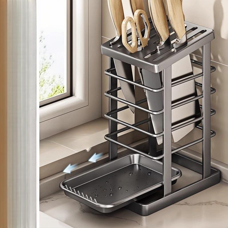Kitchen Knife Holder Rack Countertop Multi-Functional Knife Block ...