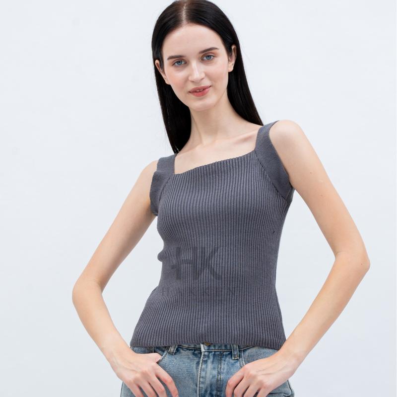 Tank Top SQUARE NECK RAJUT KOREAN STYLE SANTAI Stretch Wanita Atasan Crop Cewek Dewasa atasan  rajut 3