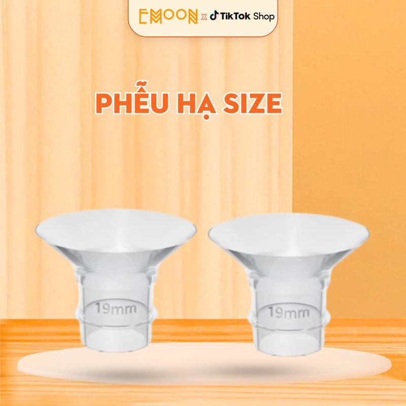 1 Cặp Phễu Giảm Size, Trợ Phễu Silicone Emoon, Đệm Hạ Size Phễu Size 19-22mm, Hút Sữa Hiệu Quả và Êm Ái Trắng Kem phễu  hạ size máy hút sữa