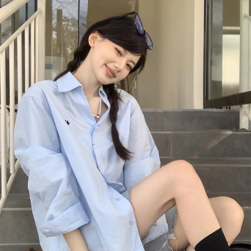 Áo sơ mi kiểu nữ chất lụa cát hàn form rộng dài tay thêu thỏ 6 màu pastel Hàn Quốc Kozoda SM278 Women Top