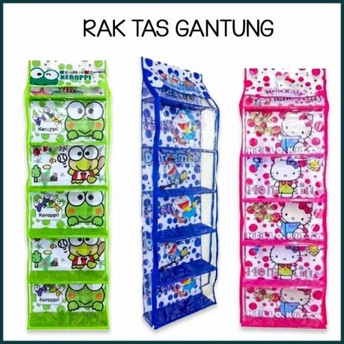 Rak Tas Gantung Karakter 6 Susun / Hanging Bag Organizer 6 Kompartemen / Rak Tas Retsleting Anti Debu 0