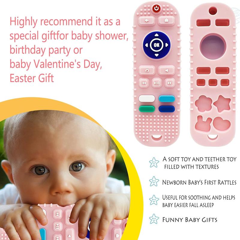 Product Introduction of New remote control baby teether, baby food grade silicone teether, anti-eating hand grinding baby teether pacifier  teeth 1