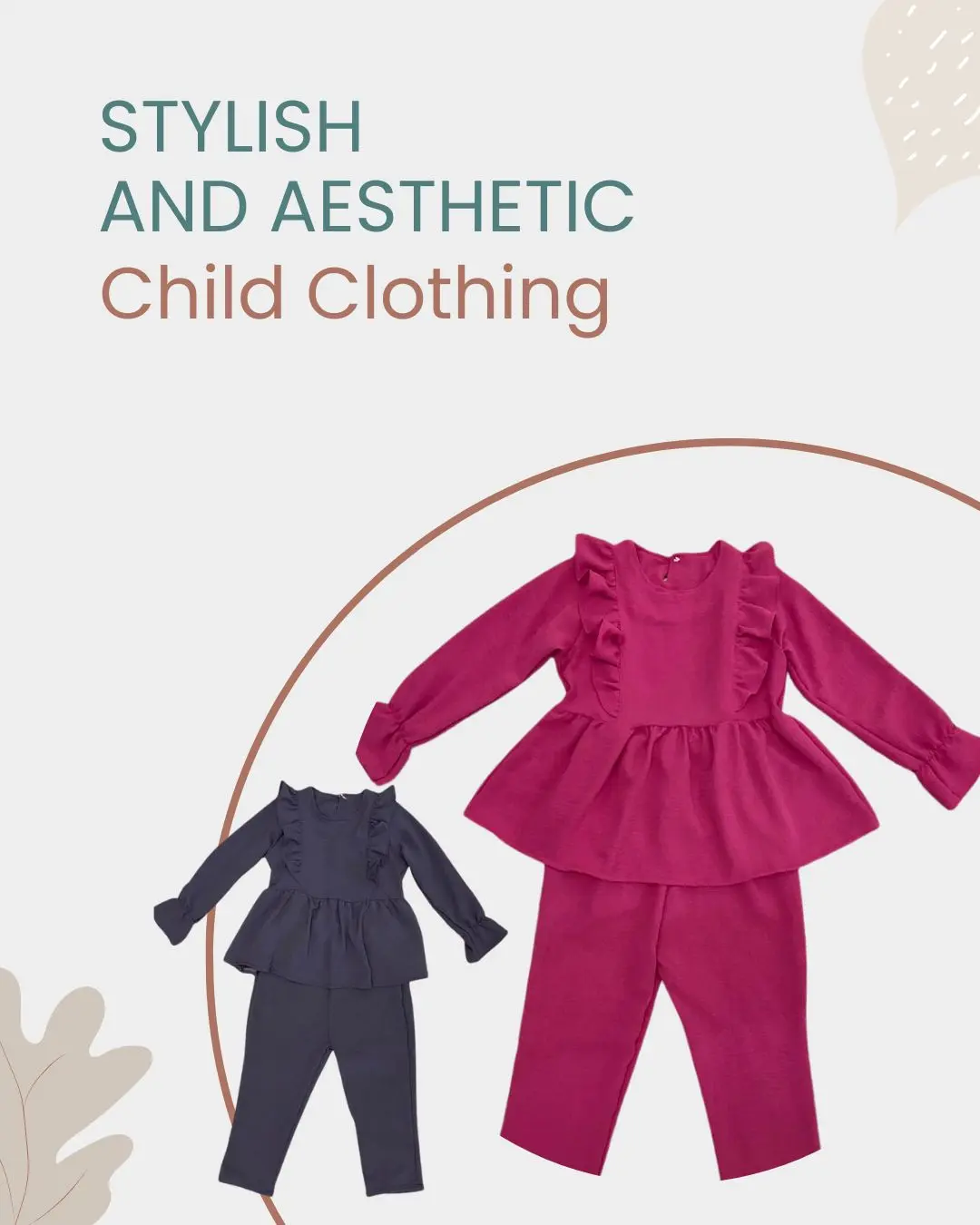 Setelan  Baju Celana   Anak Perempuan Ananda Kids Polos Lengan panjang