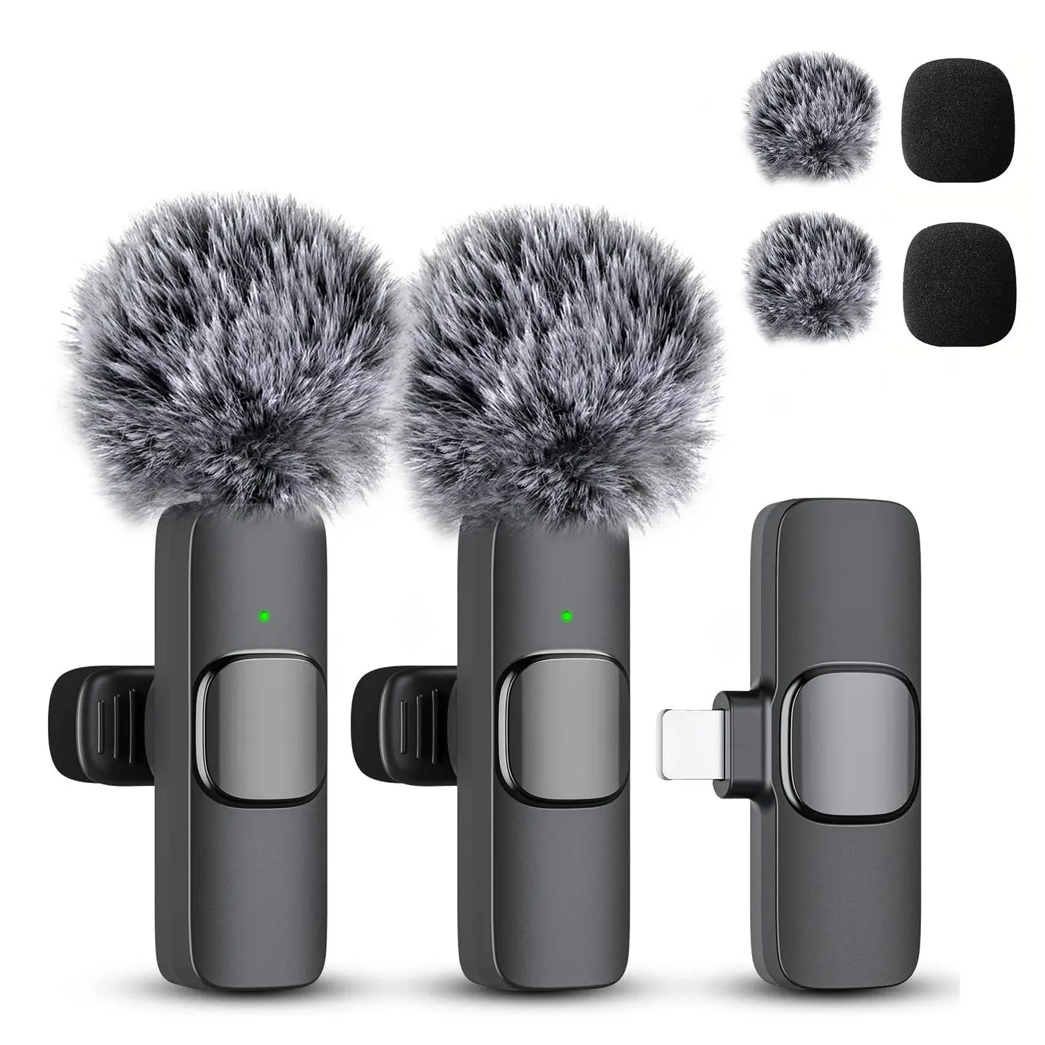 Wireless Lavalier Microphone, USB Rechargeable Wireless Microphone, Noise Reduction Microphone for Video Recording Interview Podcast Vlog, Audio