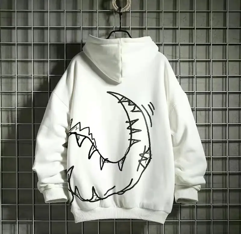 Áo Khoác Hoodie Unisex Nam Nữ Hoạ Tiết Khủng Long Cạp Cạp Siêu Cute Menswear Dài Tay Đen 1