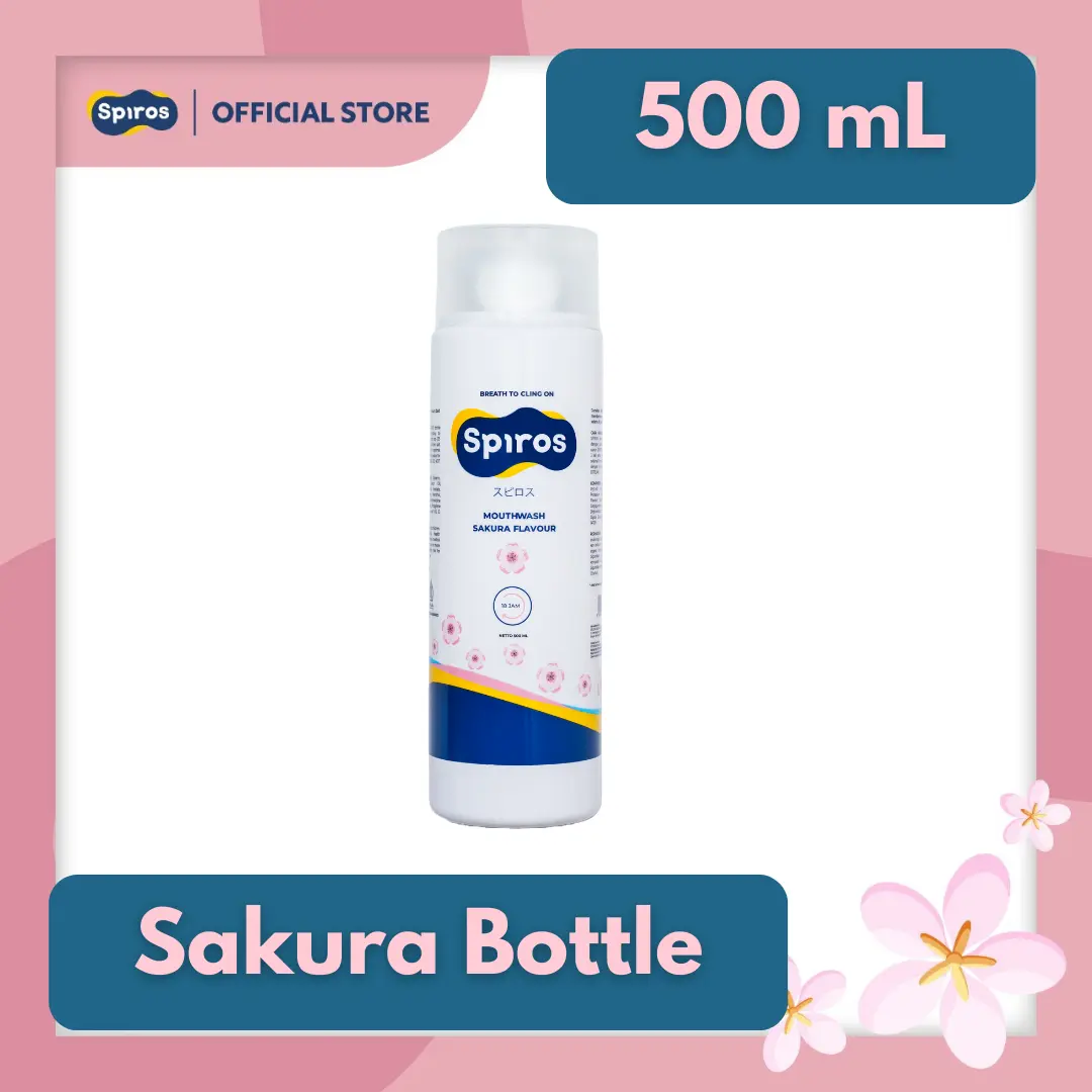 Spiros Mouthwash Sakura Flavour Bottle 500 mL - Obat Kumur Penghilang Bau Mulut Ampuh