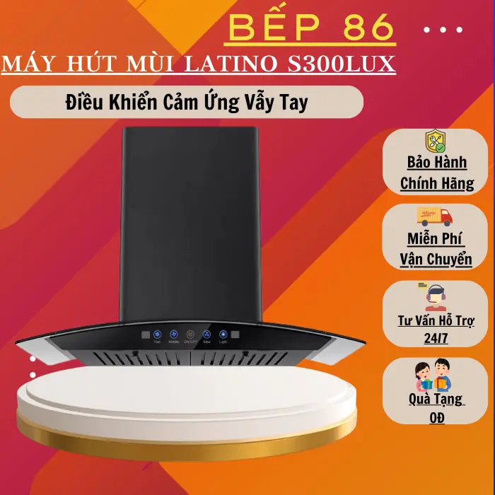 Máy hút mùi LATINO S300 LUX | Điều khiển cảm ứng | Công suất 1400m3/h | Bảo hành 2 năm 0