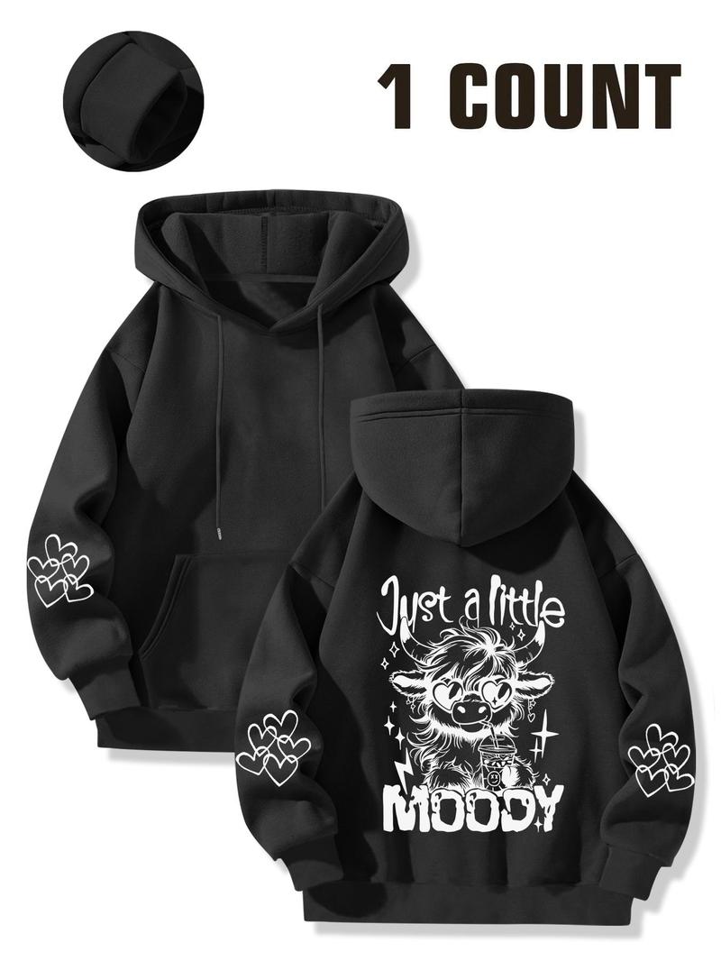 Product Introduction of Women's Cow Print Hoodie, Fashion Casual Hooded Sweatshirt for Daily Holiday Outdoor Wear, Women Clothing for Fall & Winter 7