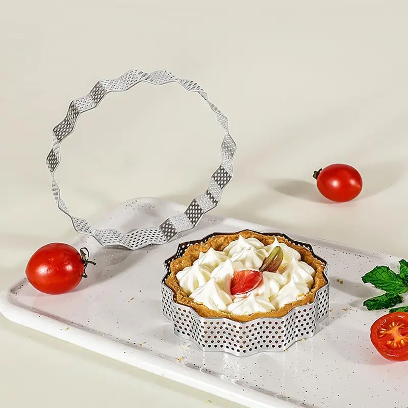 Stainless Steel Cake Ring, 6 Counts/set Round Cake Mold with Hollow Out Edge, Cake Baking Mold, Baking Tool for Home Kitchen 0