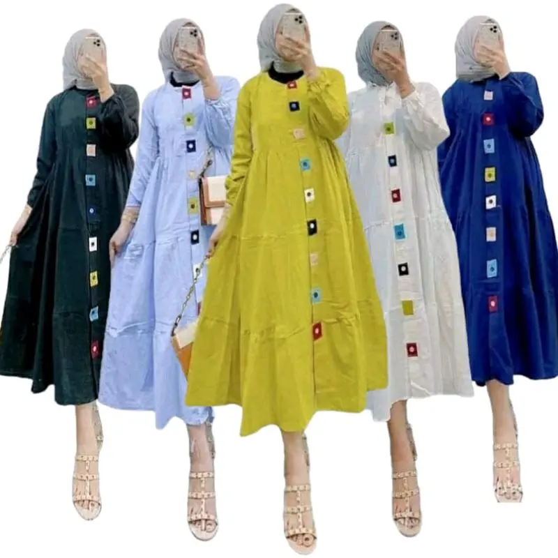 GAMIS GLESA SUSUN // MIDI DRESS RAYON PREMIUM Fit Kancing