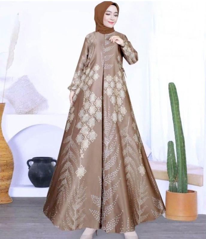 Gamis Kiana Silk / Gamis Silky lengan Karet / Baju Muslim Wanita 5