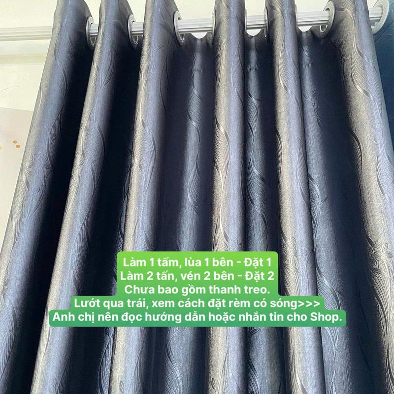 Gấm Trơn Màu Xám Đen - Giá Của 1 Tấm Rèm Căng Thẳng (Chưa Bao Gồm Thanh Treo) Sợi Vải Polyester 3 Lớp Dày Cản Nắng Cản Sáng 97-98% Bền Màu Cản Lạnh Tốt