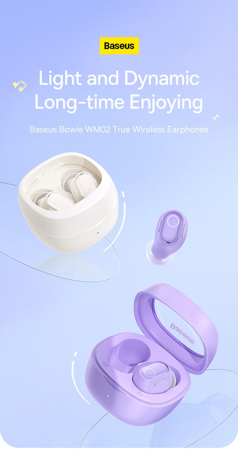 Product Introduction of Baseus Bowie pw02 TWS 5.3 Bluetooth earbuds smart noise reduction in-ear headset built-in microphone touch control true wireless earphone strong Bass Audio earphones 0