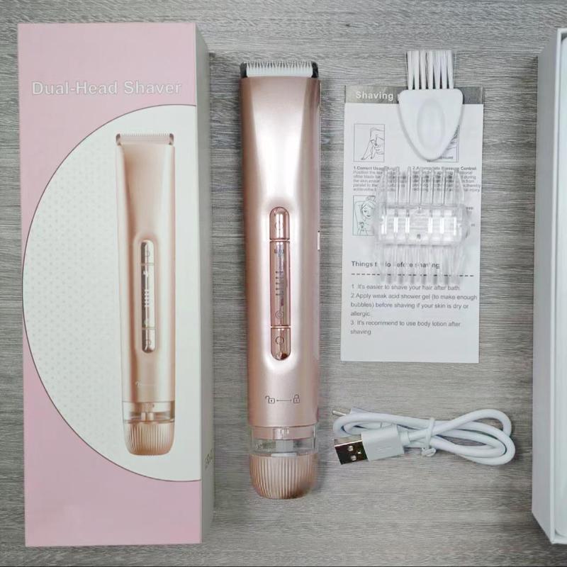 Product Introduction of 2 in 1 USB Rechargeable Women's Electric Razor, 1 Count Gentle Wet & Dry Waterproof Epilator for Underarms & Legs, Women's Hair Removal Tool 8