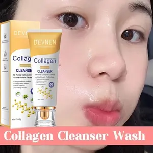 Collagen facial wash Pemutih 100g Whitening Face Wash Penghilang Flek Hitam Jerawat Cleanser Pembersih Tungau Dan Komedo Mencerahkan warna kulit Kontrol Minyak Melembabkan Ringan Dan Tidak Mengiritasi Pori pori Bersih Dalam Pembersih Wajah