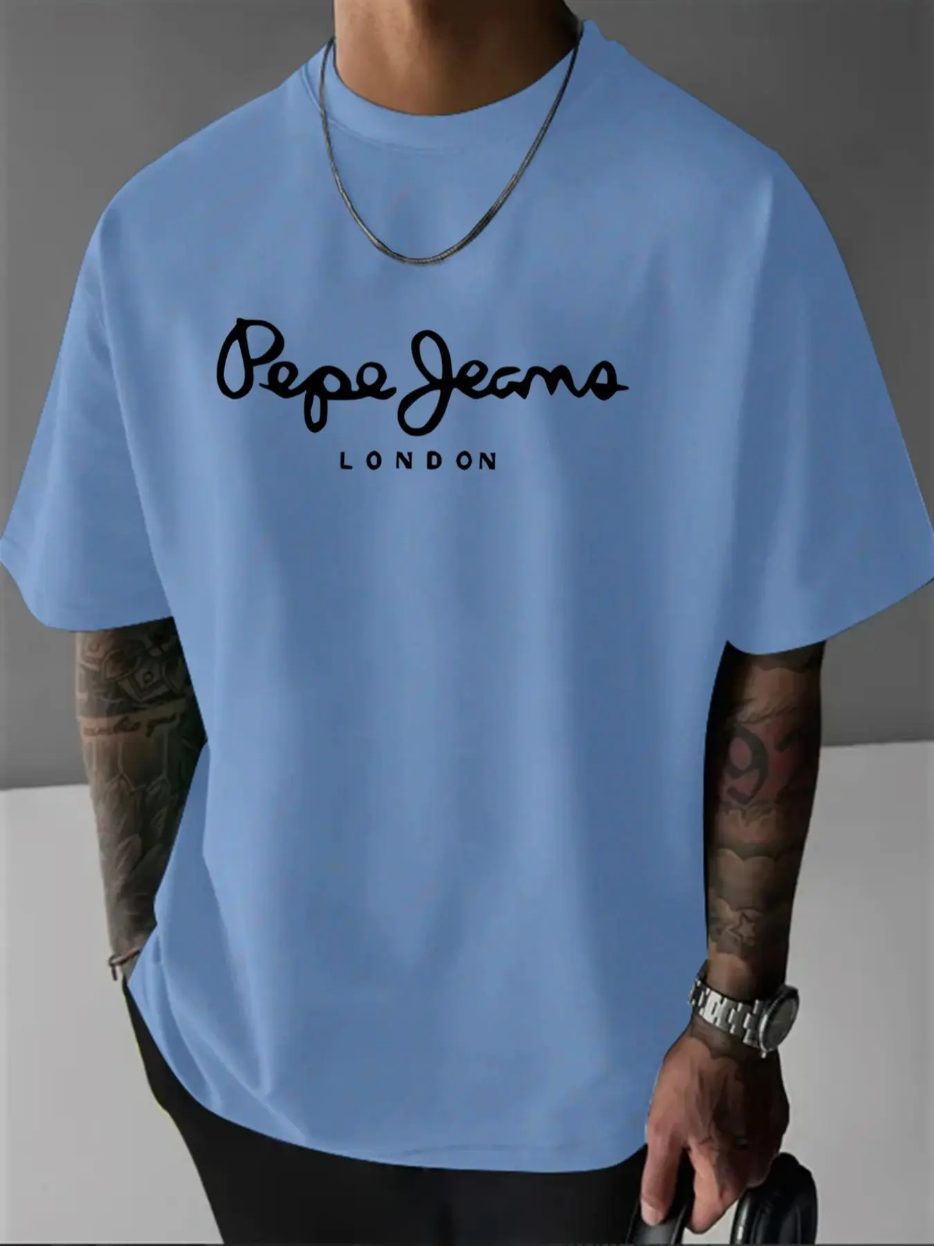 Men's Letter Print Round Neck Tee, Regular Fit Casual Short Sleeve Crew Neck T-Shirt for Summer, Fashion Men's Top for Daily Wear