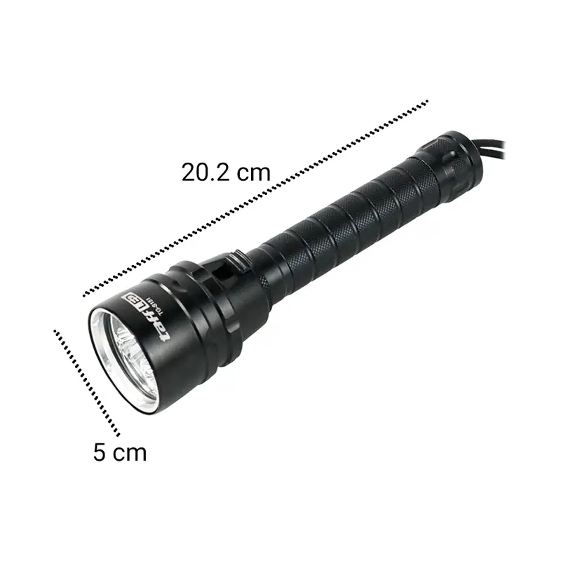 Senter Selam LED Diving Lampu Dalam Air Laut Nyelam Scuba Dive Waterproof IP68 T6 Paket Lengkap 2 Batre + Cas 4