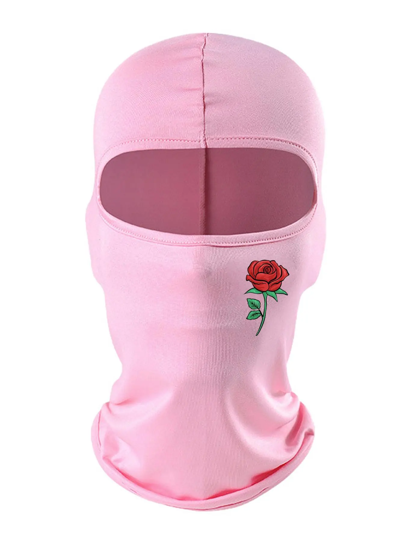 Solid Color Rose Print Balaclava Hat, Breathable Sun Protection Cycling Cap for Men & Women, Sunscreen Accessories for Outdoor Sports