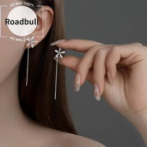 ROADBULLレディースお花の幹ペンダントイヤリング 18KGP ロングチェーン アメリカンスタイルイヤリング ジルコニア 低いいアレルギーセックス ゴールドメッキ エレガント 繊細なな かわいいい 大人向けけけ ウェディングギフトROADBULLROADBULL