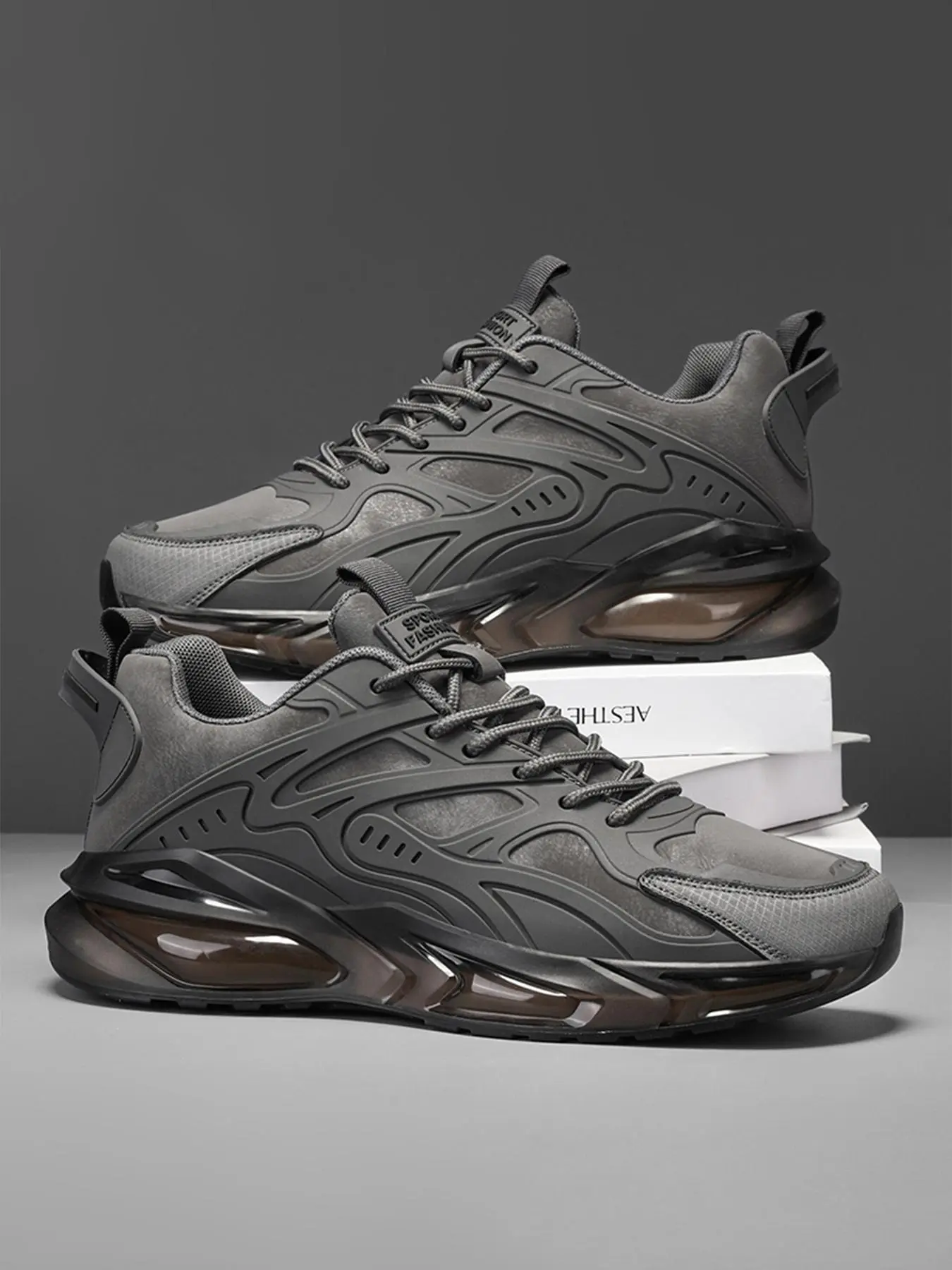 Men's Fashionable Lace Up Sneakers, Casual Comfortable Breathable Sports Running Shoes, Male All-match Round Toe Shoes for Daily Wear, Closed