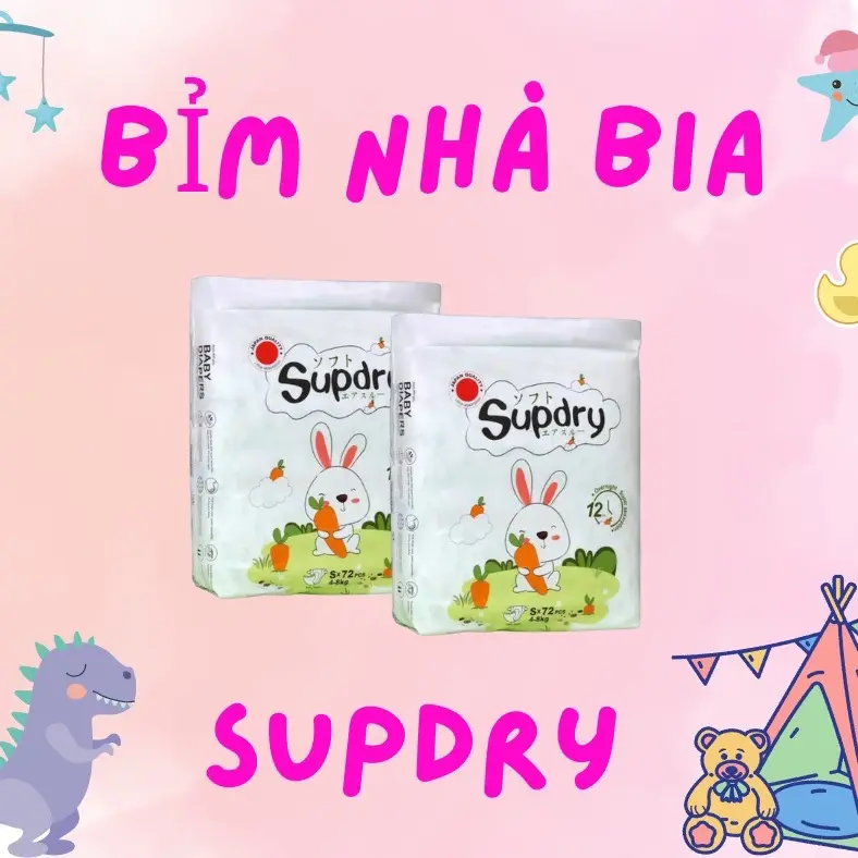 [SALE CẮT MÃ] TÃ BỈM SUPDRY TRẮNG ĐỦ Sz CHO BÉ