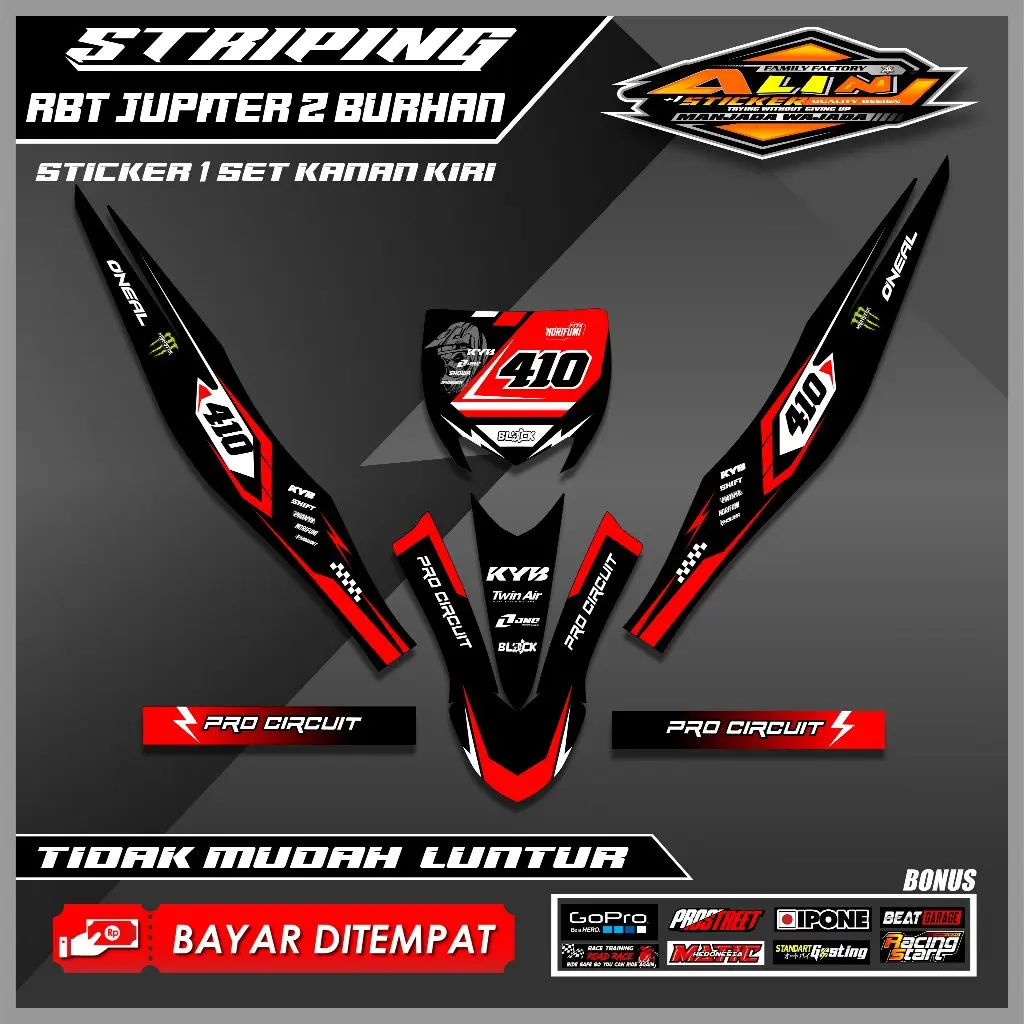STICKER STRIPING RBT JUPITER Z BURHAN MOTIF RACING SEMI FULL KLX,CRF,SUPRA,DLL