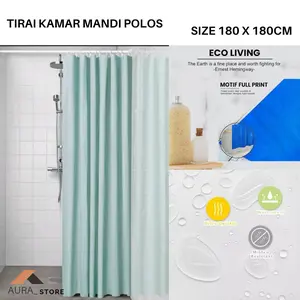 Tirai Gorden Kamar Mandi Tahan Air Motif Polos Bahan Peva Premium 180x180 cm Shower