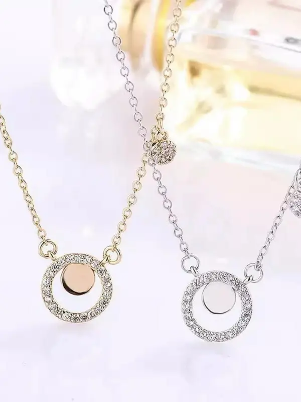 Rhinestone Decorated Pendant Necklace, Fashion Jewelry for Party, Daily Clothing Decor, Trendy All-match & Exquisite Jewelry for Birthday Gift 0