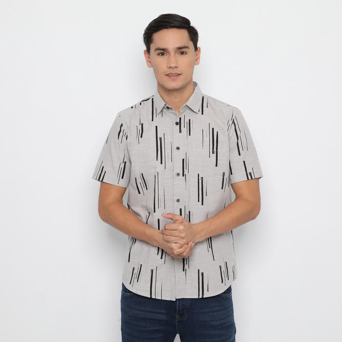 Promo Platini Kemeja Motif Pria Lengan Pendek Abu 132157 - Jakarta ...