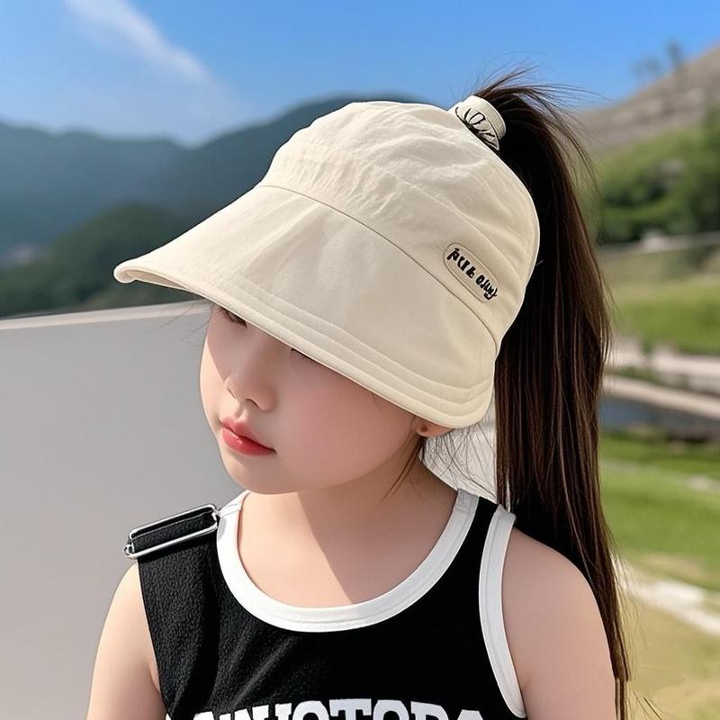 Mũ Chống Nắng Rộng Vành Ngoài Trời Cho Bé Gái, Mũ Chống Nắng Mới Cho Trẻ Em, Mũ Bóng Chày, Mũ Che Tóc Đuôi Ngựa Cao, Có Thể Gập Lại, Năm 2025 2
